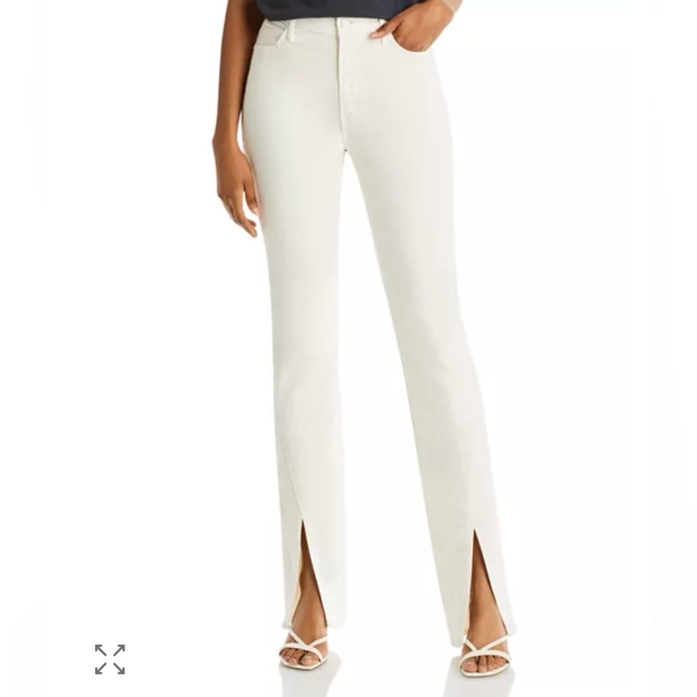 MOTHER White High-Rise Straight Jeans with Front Slits